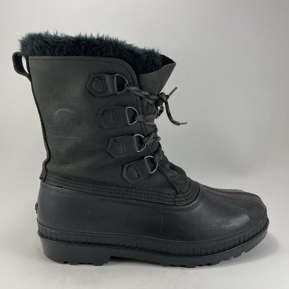 Sorel Other - Sorel Caribou Winter Boots Mens Size 10 Waterproof Black Leather Lined Lace Up